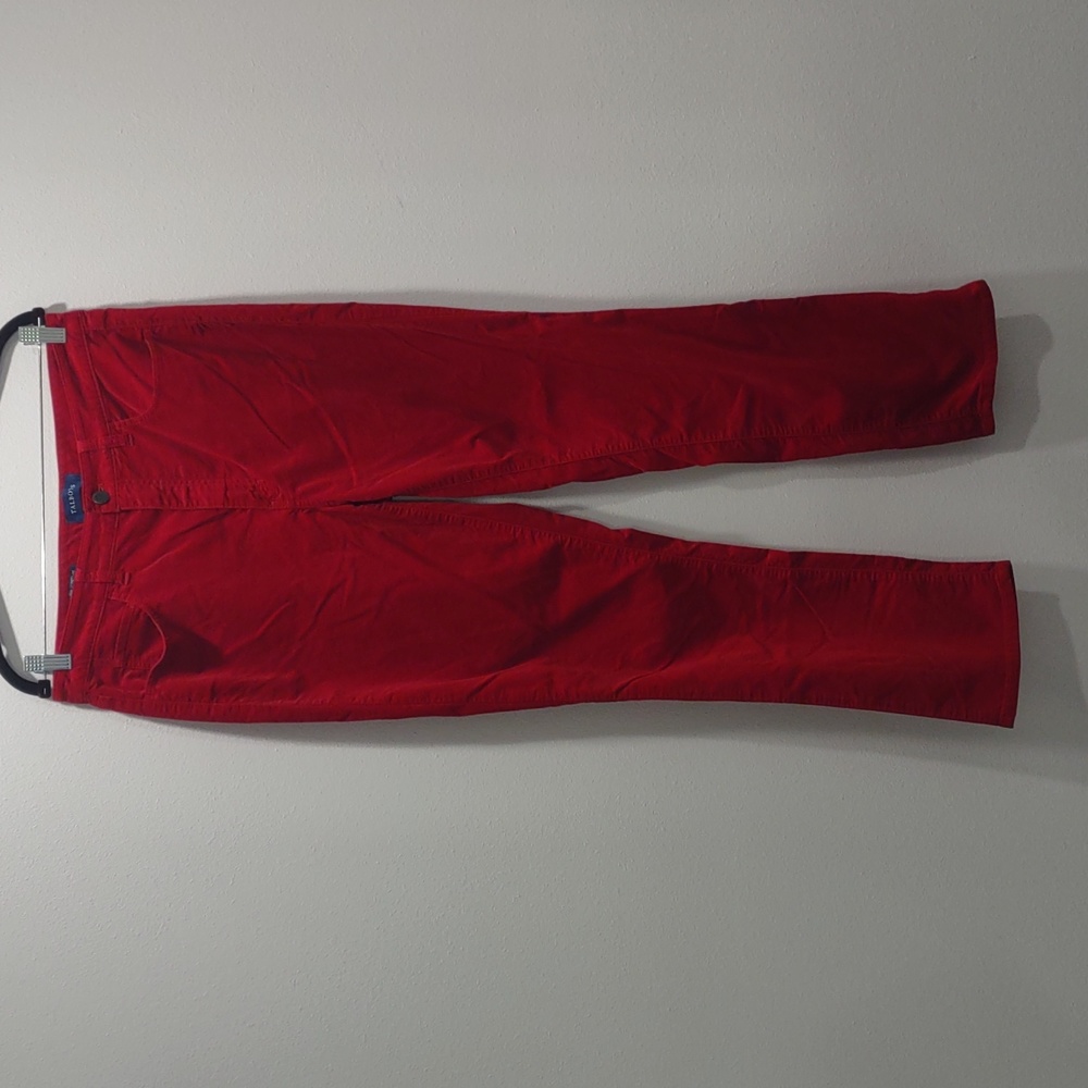 Talbot's Red Velveteen High Rise Straight-Leg Curvy Fit Size 12 Pants